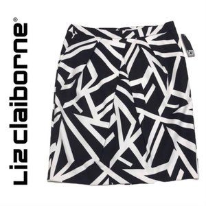 Liz Claiborne Zebra print black and white geometric tulip skirt (C4)